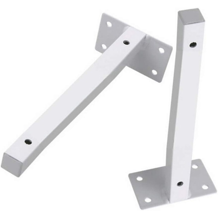 Set 2 suporturi rafturi QttvbTna, design triunghiular, alb, 15-40cm