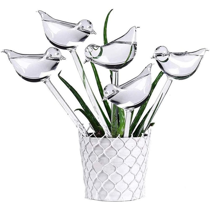 Set 10 Globuri cu udare automata pentru plante, QttvbTna, Forma de pasare, Transparent