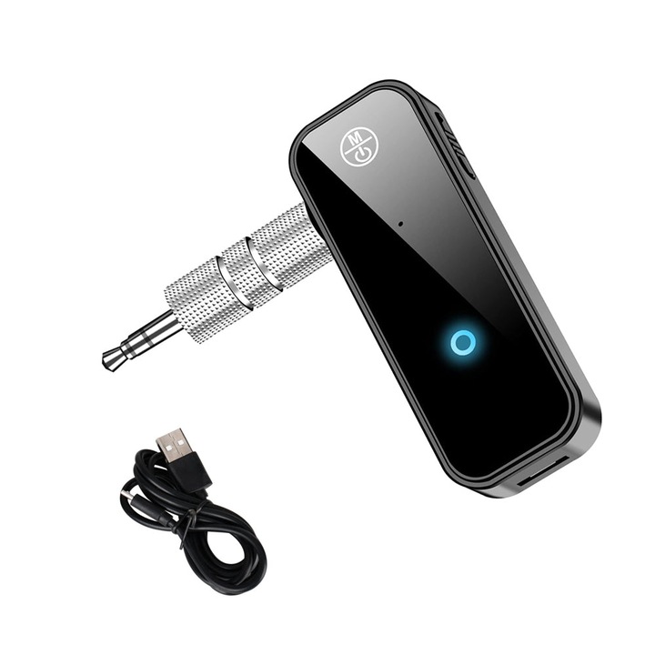 Bluetooth 5.0 аудио приемник предавател, JESWO, Hands-free разговори, 2 в 1, черен