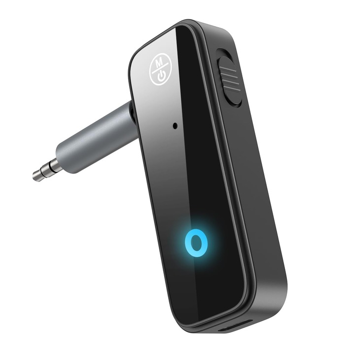 Transmitator receptor audio Bluetooth 5.0, JESWO, Apeluri hands-free, 2 in 1, Negru