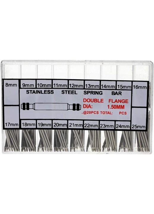 Set 360 telescoape pentru ceas, Mmgoqqt, Inox, 8 - 25 mm, Argintiu