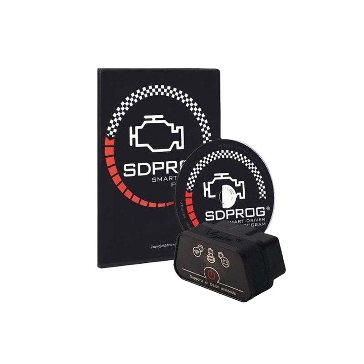 Диагностика за автомобил SDPROG, OBDII, Android/Windows, Черен