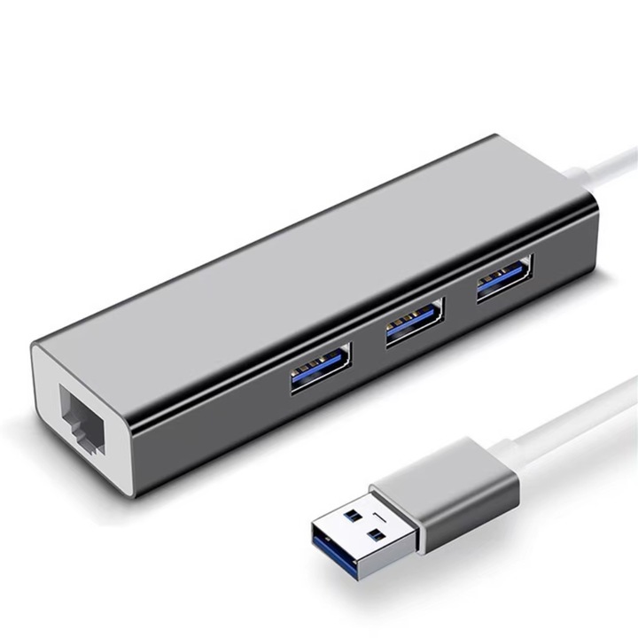 Мрежова карта, Алуминиева сплав, USB 3.0, Сребрист