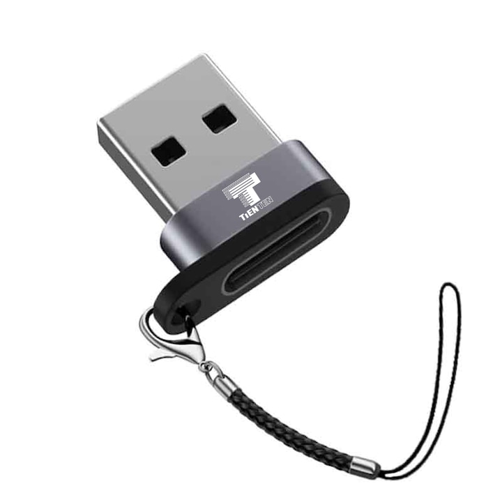 Adaptor OTG USB 2.0 la USB-C, Tienten, USB Type C, USB-A, gri
