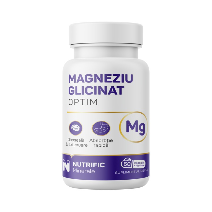 Magneziu glicinat (bisglicinat), 60 capsule vegetale, Nutrific