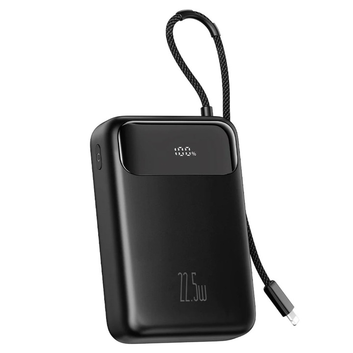 Външна батерия Mcdodo, Дигитален дисплей, 20000mAh, 22.5W, Включен Lightning кабел, Черен