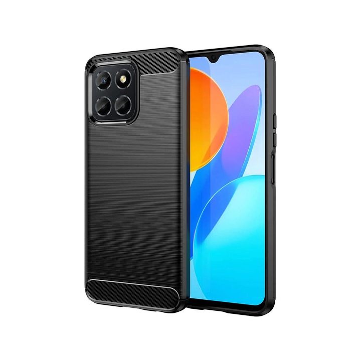 Калъф, Съвместим с Honor X6 / X8 5G / 70 Lite Techsuit Carbon, Силиконов, Черен