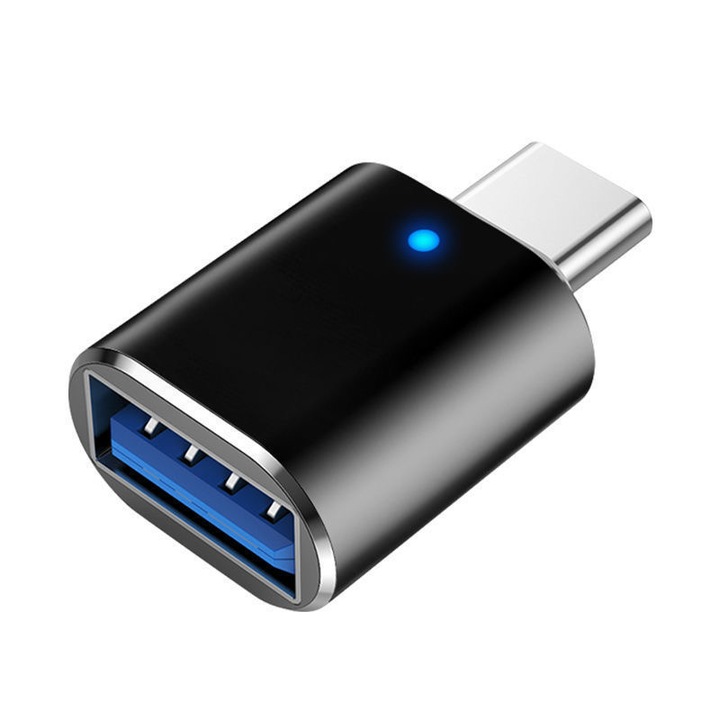 Adaptor pentru telefon, LED, USB/USB-C, Negru