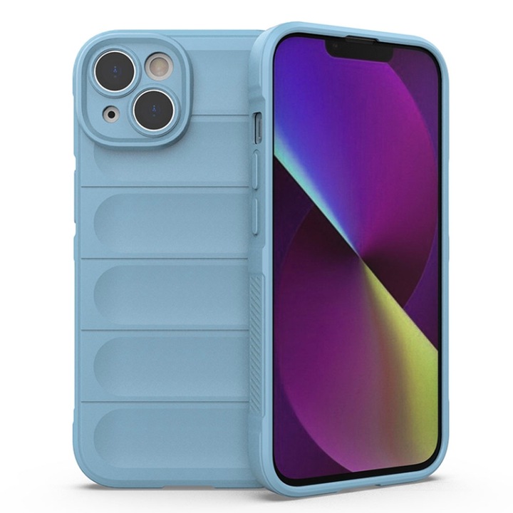 Калъф за телефон, Съвместим с Apple iPhone 15, FONIX AirBag Silicone, Противоударен, Пълна защита, Удобен, Светло син