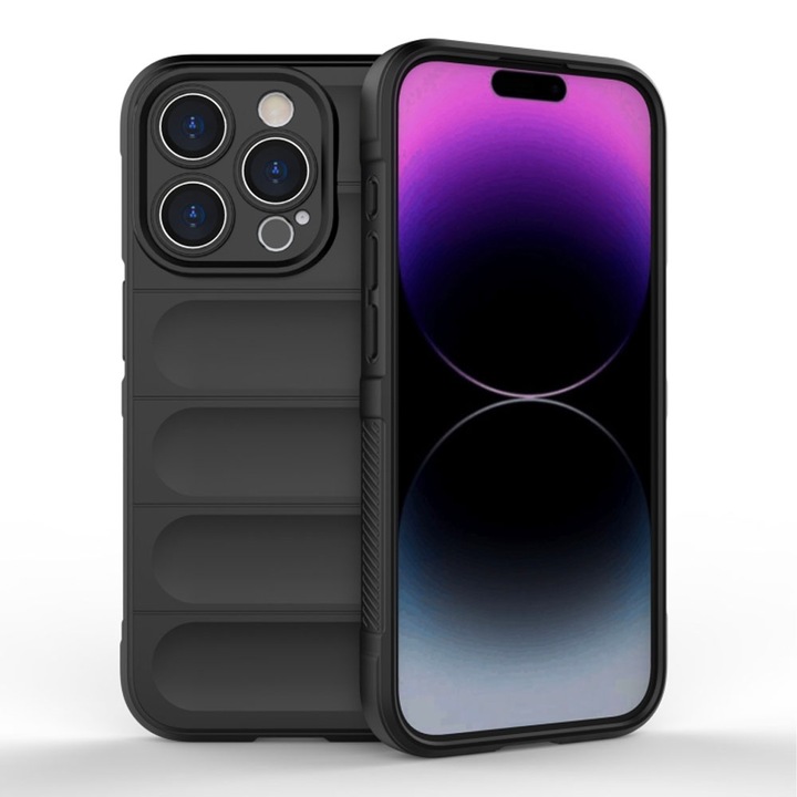Калъф за телефон, Съвместим с Apple iPhone 15 Pro, FONIX AirBag Silicone, Anti-shock, Пълна защита, Удобен, Черен