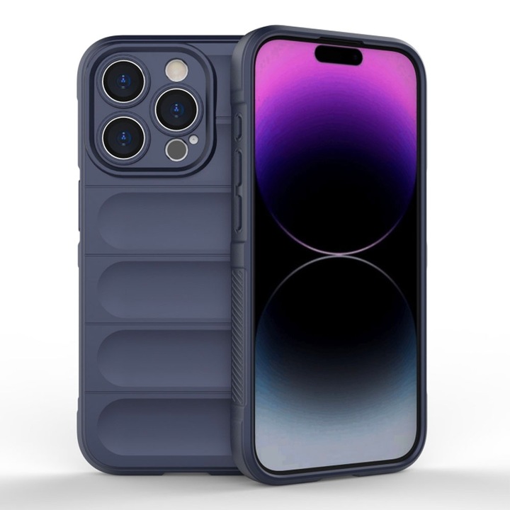 Калъф за телефон, Съвместим с Apple iPhone 15 Pro, FONIX AirBag Silicone, Anti-shock, Пълна защита, Удобен, Тъмно син