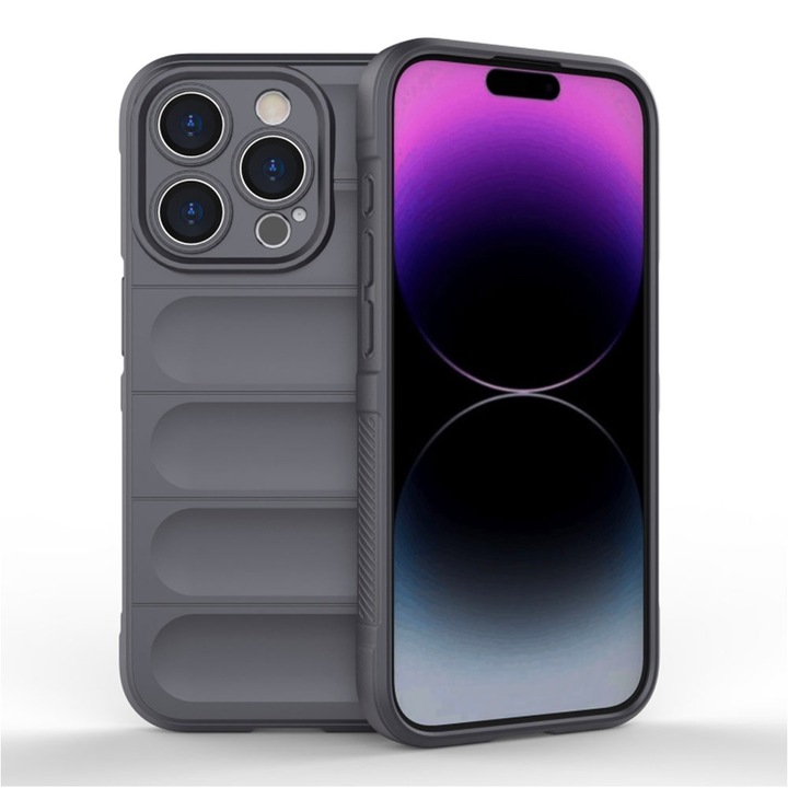 Калъф за телефон, Съвместим с Apple iPhone 15 Pro, FONIX AirBag Silicone, Anti-shock, Пълна защита, Удобен, Тъмно сив