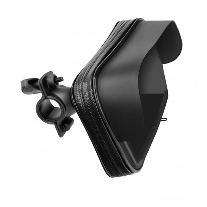 Gigapack kerékpáros telefontartó (kormányra, 360°, por és vízálló cipzáras tok, 4.8-5.5") fekete, gyártói csomagolás
