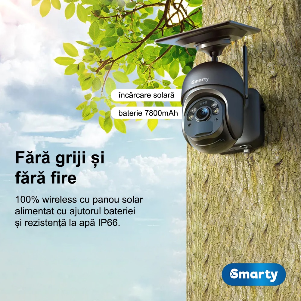 Външна камера за наблюдение Smarty S20 Pro High-Vision със соларен ...