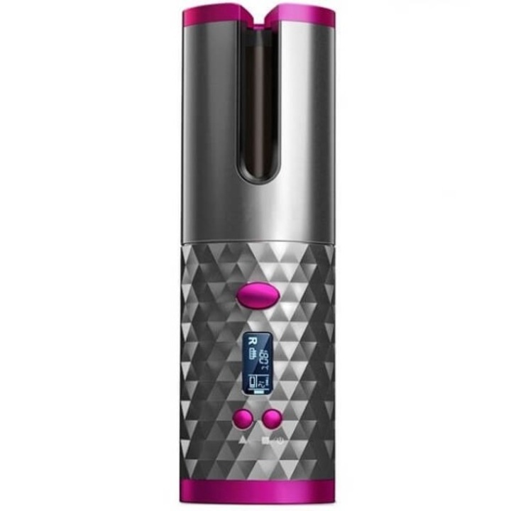 Automata hajgöndörítő, Andowl, Kerámia, USB, LCD, 5200mAh, Ezüst/Lila