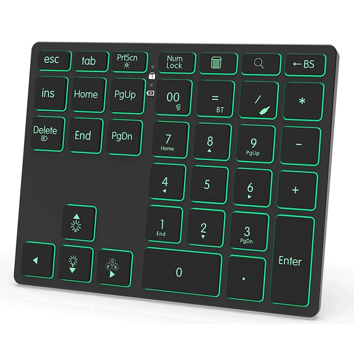Tastatura mecanica retroiluminata RGB, JESWO, 35 taste, wireless 2.4G, Bluetooth, tip C, Aliaj de aluminiu, Negru