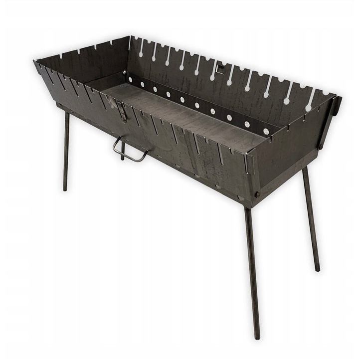 Gratar pentru frigarui, Otel, 12 compartimente, 630 mm, Gri