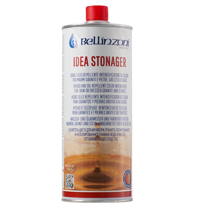 Solutie impermeabilizare pentru marmura, granit si piatra nelustruita Bellinzoni Idea Stonager, 1 L, efect umed satinat, hidroizolatie