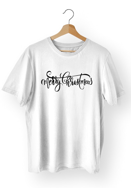 Tricou Dama Christmas a1094-Merry Christmas, Bumbac, Alb, M
