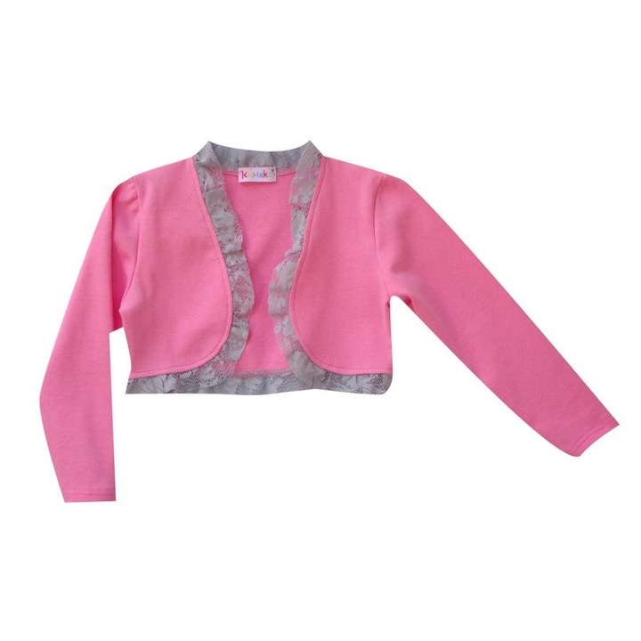 Bolero bebe roz cu dantela gri, Roz
