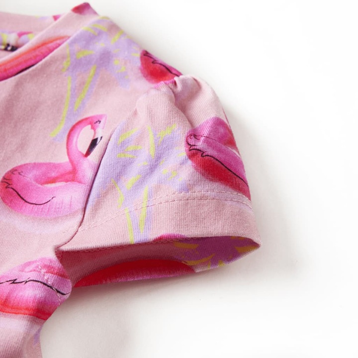 Rochie pentru copii vidaXL, imprimeu colac de inot flamingo, roz deschis, Multicolor