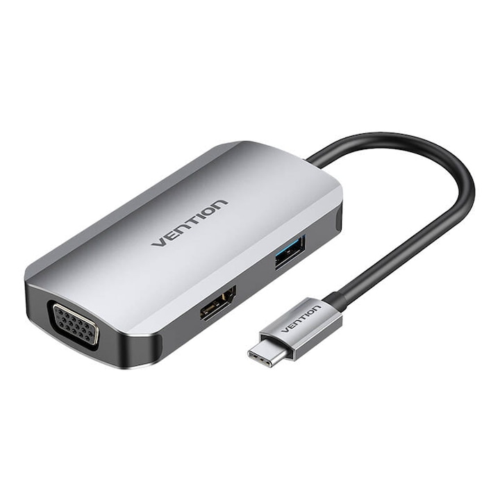 Докинг станция, Vention, USB-C/HDMI, сив