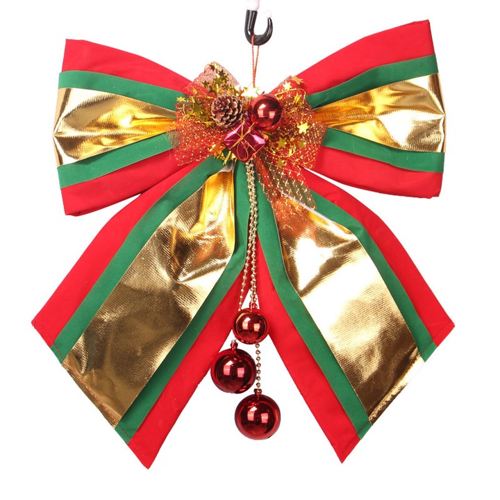 Fundita decorativa pentru bradul de Craciun sau cadouri, cu sclipici, S&Z, Christmas decoration, gold, 33x33 cm