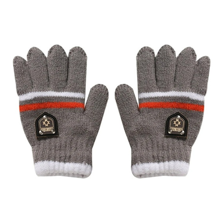 Manusi copii, model chic cu manseta elastica, tematica classy winter, marime 8 – 10 ani, gri deschis, EFAYN