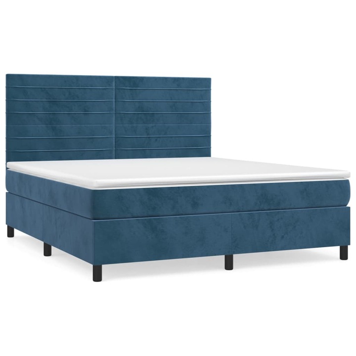 vidaXL sötétkék bársony rugós ágy matraccal 180x200 cm 66.1 kg 3143101
