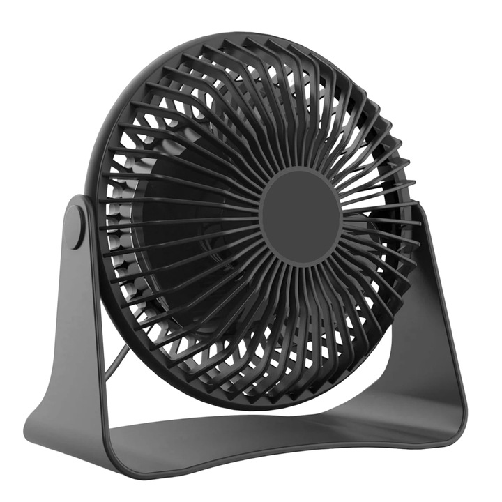 Ventilator de birou cu cap rotativ Honyin, USB, 3 viteze, ABS, negru