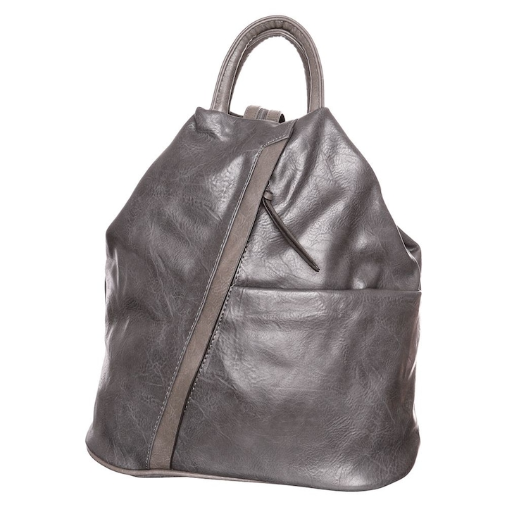 Rucsac dama, Hernan Bag's Collection, Piele ecologica, 31.5 x 34 x 18 cm, Gri inchis