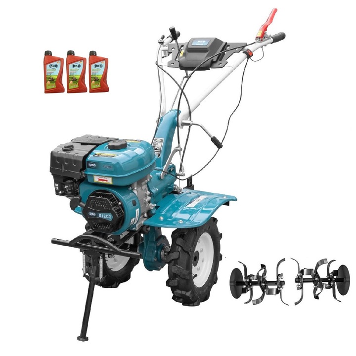 Motocultor Profesional Dakard Hs 1000B, Motor 7Cp, Freze Ajustabile 60-80Cm, 3l Ulei, 2 Piese