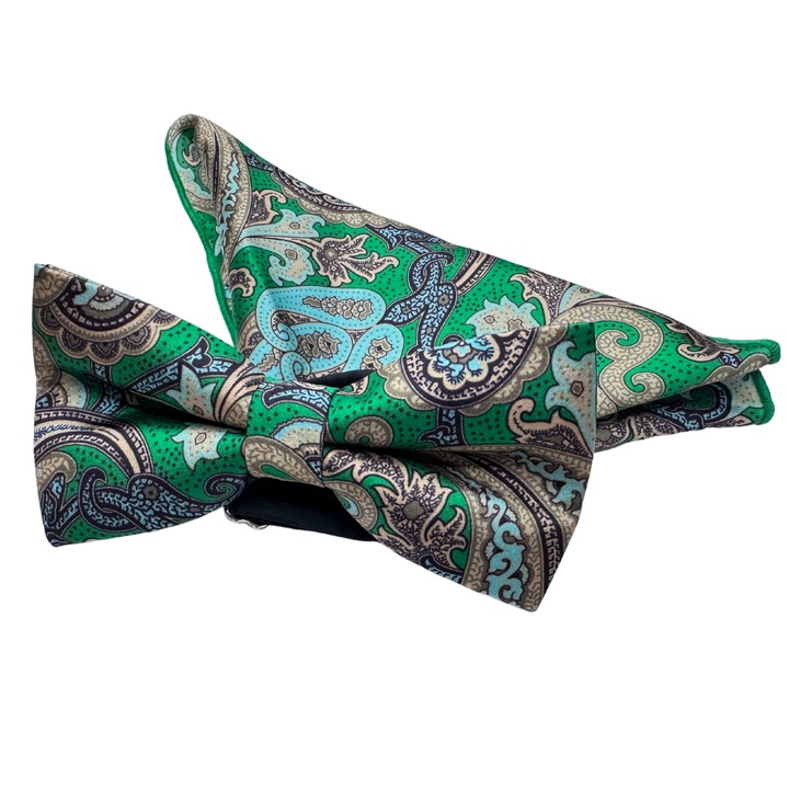 Set Papion si Batista Matase Naturala Paisley, Hand Made