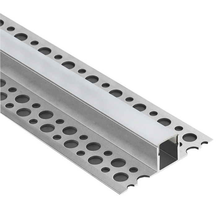 Profil LED aluminiu de rigips incastrat 2 metri, pentru benzi led, cu dispersor mat, ZenLED®
