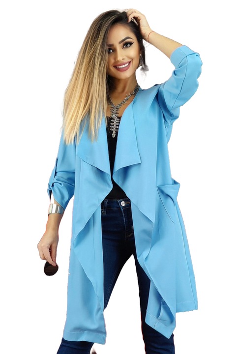 Midi kardigán zsebekkel, Világoskék