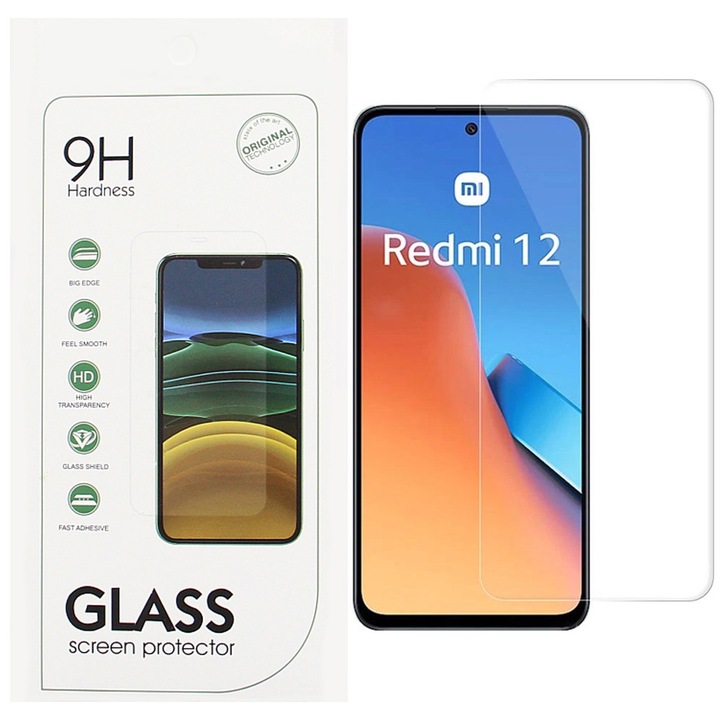 Xiaomi Redmi 12 4G / 5G / Redmi 13 4G / 5G / Poco M6 4G kompatibilis üvegfólia, előlapi, edzett, 9H, 0.3mm