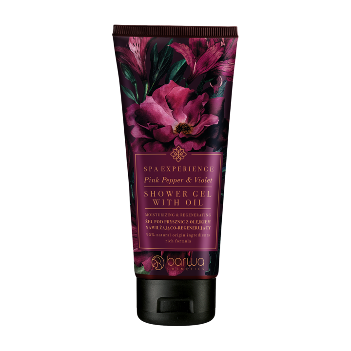Hidratáló és regeneráló tusfürdő rózsaszín borssal és ibolyával Spa Experience, Barwa Cosmetics, 200 ml