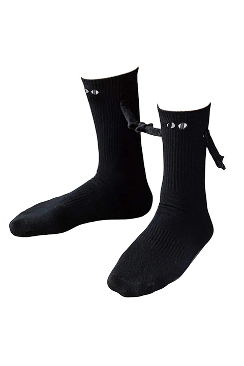 Soseste unisex, model haios accesorizat cu manute cu magnet, tematica let’s be friend, marime 38 – 42, negre, EFAYN