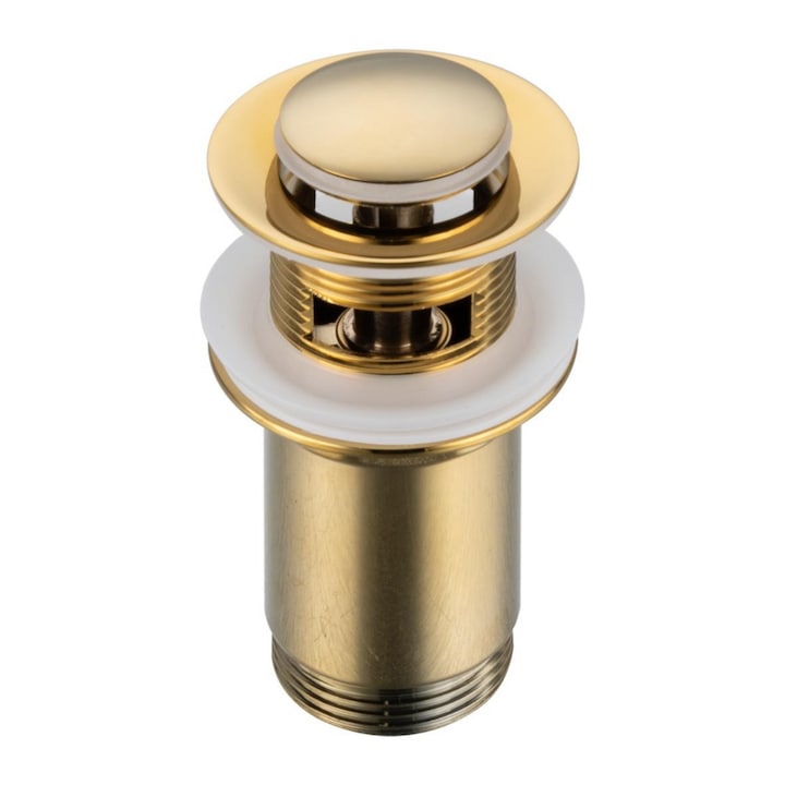 Ventil lavoar, Balneo, Click-Clack E, Auriu cu preaplin alama diametru G1 1/4 Cu etansare de ghidare, Manopera de inalta calitate, 100% otel inoxidabil, cu etansare din silicon