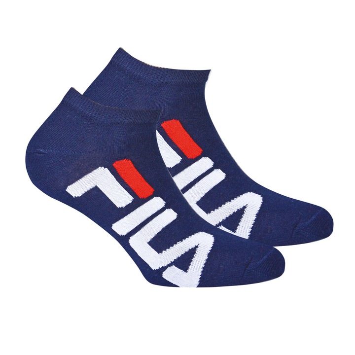 Fila, Set de sosete scurte unisex cu logo - 2 perechi, Albastru