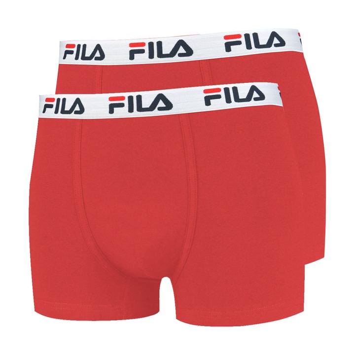 Fila, Set de boxeri cu banda logo in talie - 2 perechi, Rosu, S