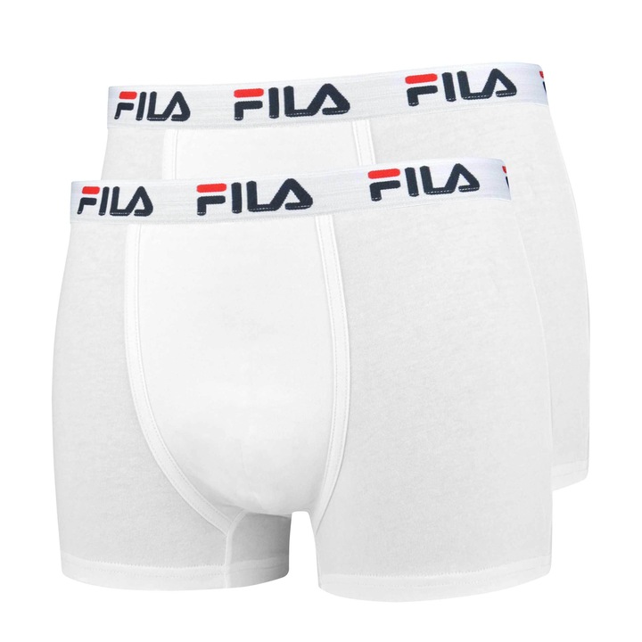 Fila, Set de boxeri cu banda logo in talie - 2 perechi, Alb, XL