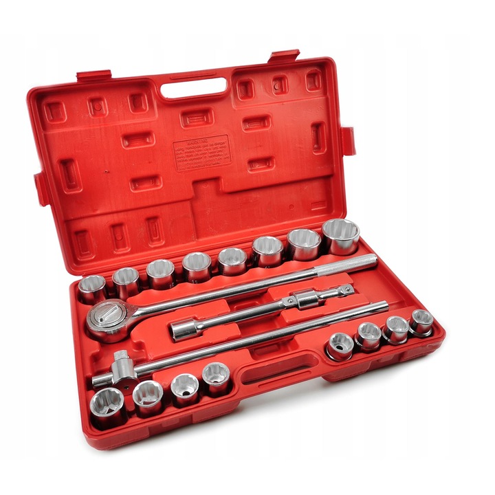 Set trusa si chei de impact, 19-50 mm, Rosu/Argintiu
