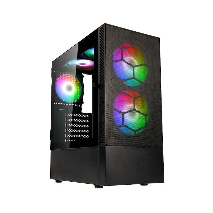Кутия Kolink Observatory MX Mesh ARGB TG Mid-Tower, Черна