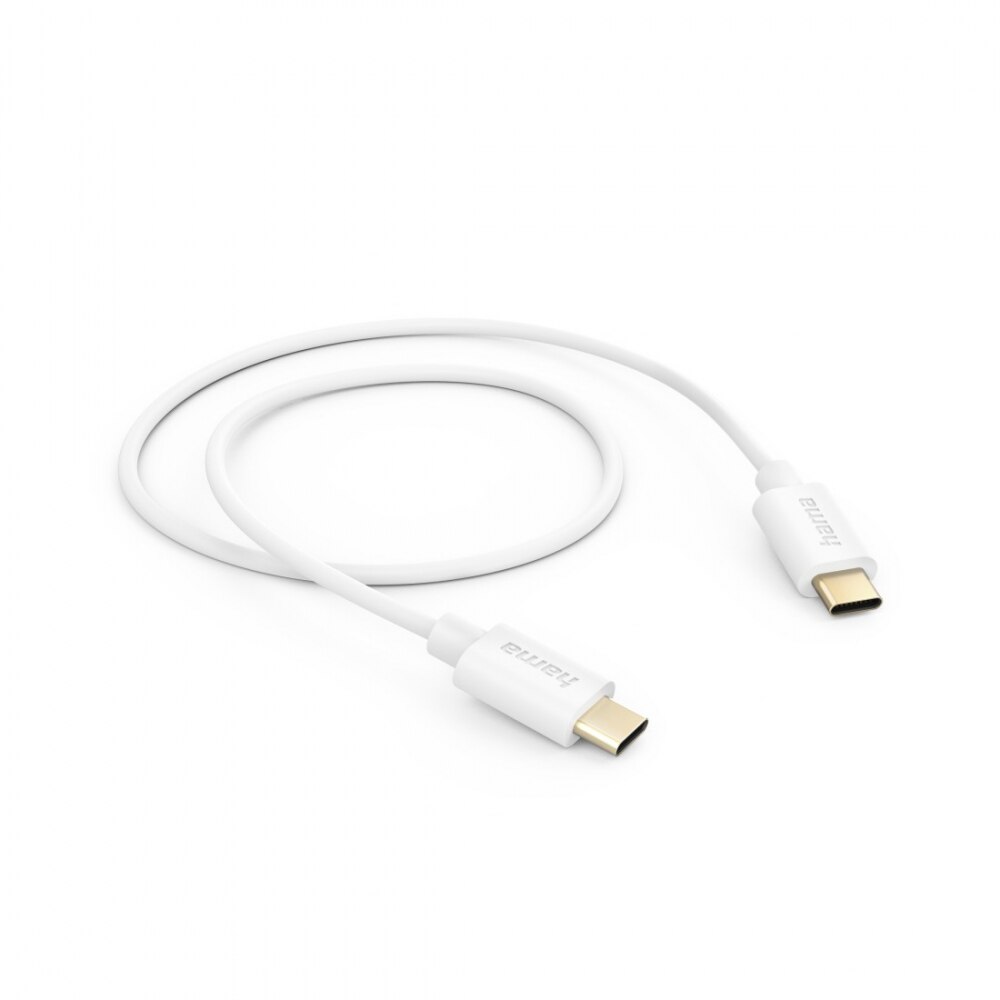 HAMA Кабел за зареждане/данни USB Type-C - USB Type-C, 1.0 m, бял - eMAG.bg