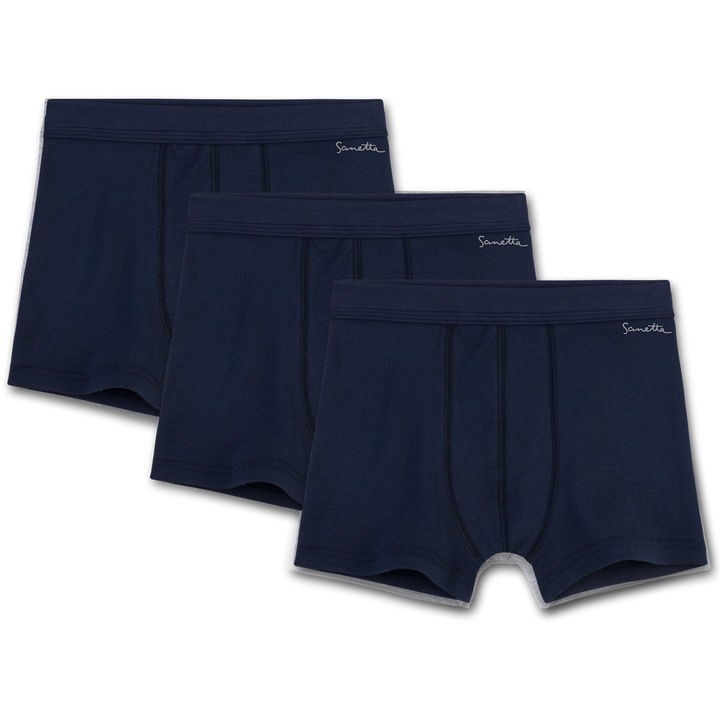 Sanetta, Set de boxeri din bumbac organic - 3 perechi, Albastru inchis