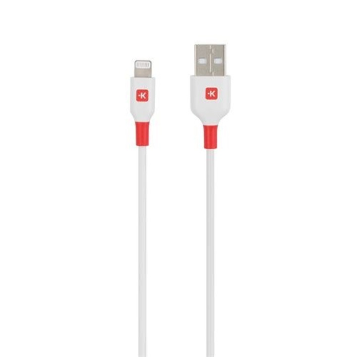 SKROSS USB-A - Lighting adatkábel 120cm fehér-piros (SKCA0004A-MFI120CN) (SKCA0004A-MFI120CN)