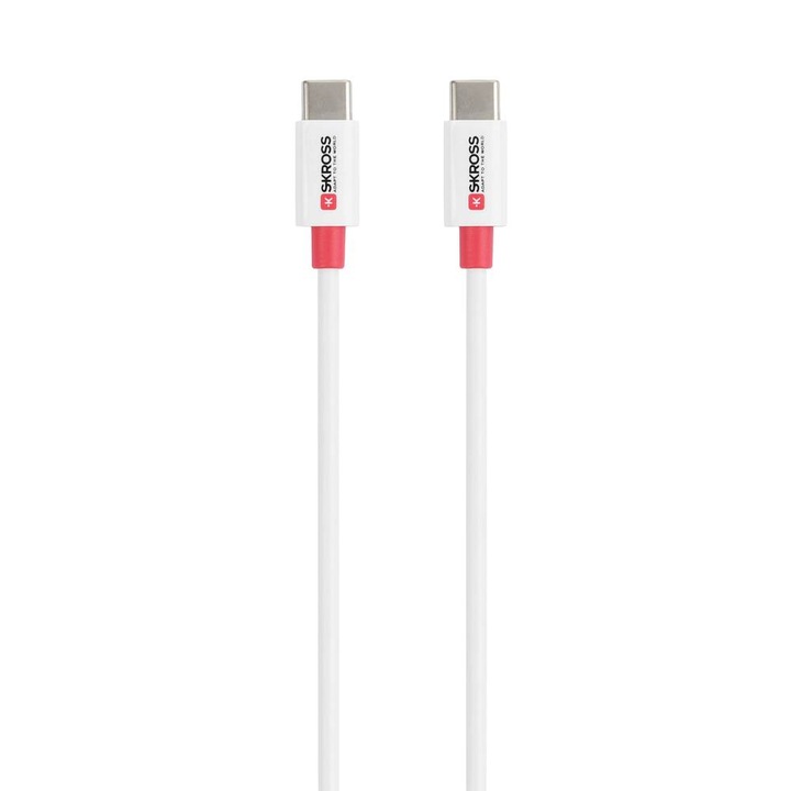 Cablu Skross USB-C - USB-C, USB 2.0, 1.20 m, Alb