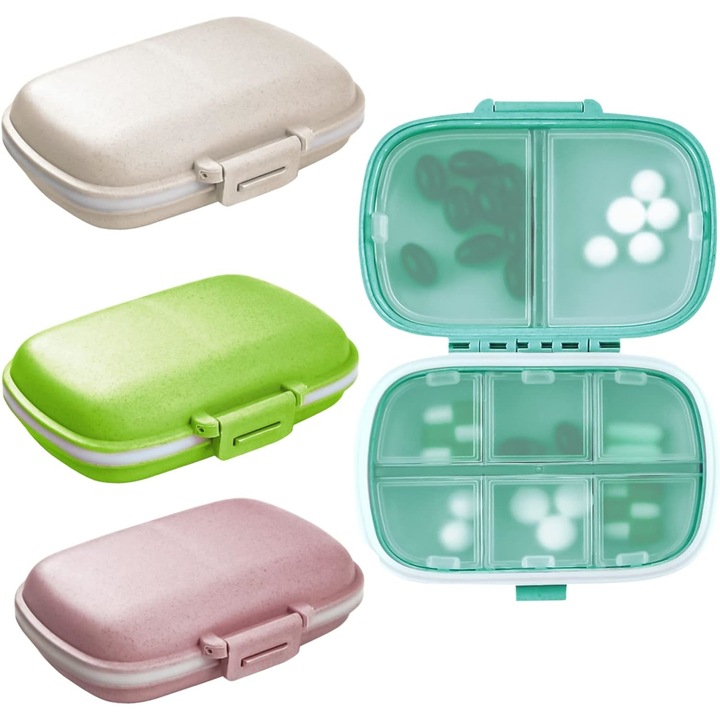 Set 4 organizatoare de pastile de calatorie, Lnaisi, Multicolor