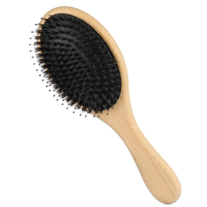 Четка за коса AllizBan, Професионална, За разресване, Дърво, Косъм от глиган, 22,5 х 7 см